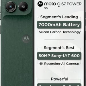 Motorola G67 Power 5G (Pantone Cilantro, 8GB RAM, 128GB Storage)